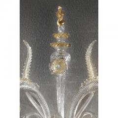 Italian Luxury Wall Sconce in Clear Murano Glass With Gold Floral Motifs - 4629995