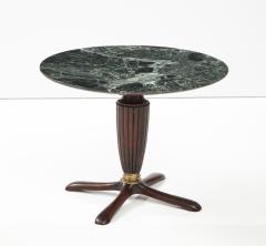 Italian Mahogany Circular Side Table with Verdi Alpi Marble Top 1940s - 2722901