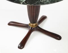 Italian Mahogany Circular Side Table with Verdi Alpi Marble Top 1940s - 2722904