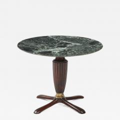 Italian Mahogany Circular Side Table with Verdi Alpi Marble Top 1940s - 2729776