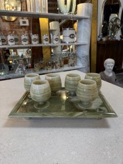 Italian Marble Drink Set with Tray and Six Goblets 1970s - 4524177