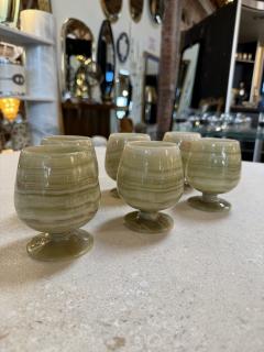 Italian Marble Drink Set with Tray and Six Goblets 1970s - 4524180