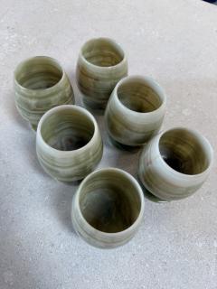 Italian Marble Drink Set with Tray and Six Goblets 1970s - 4524182