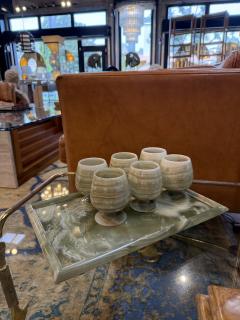 Italian Marble Drink Set with Tray and Six Goblets 1970s - 4524183