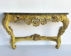 Italian Marble Top Painted Carved Console Table in Baroque Rococo Style - 4451819