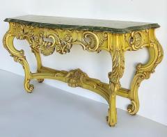 Italian Marble Top Painted Carved Console Table in Baroque Rococo Style - 4451889