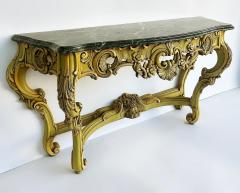 Italian Marble Top Painted Carved Console Table in Baroque Rococo Style - 4451891