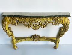 Italian Marble Top Painted Carved Console Table in Baroque Rococo Style - 4451912