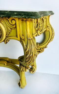 Italian Marble Top Painted Carved Console Table in Baroque Rococo Style - 4451915