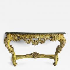 Italian Marble Top Painted Carved Console Table in Baroque Rococo Style - 4454526