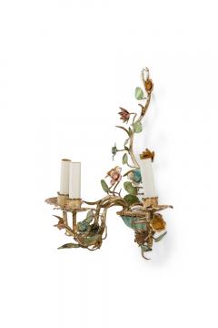 Italian Mid Century 3 Armed Tole Flower Wall Sconce - 4664297