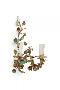 Italian Mid Century 3 Armed Tole Flower Wall Sconce - 4664298