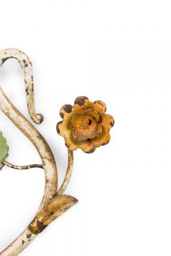 Italian Mid Century 3 Armed Tole Flower Wall Sconce - 4664301