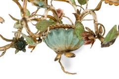 Italian Mid Century 3 Armed Tole Flower Wall Sconce - 4664304