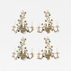 Italian Mid Century 3 Armed Tole Flower Wall Sconce - 4718204
