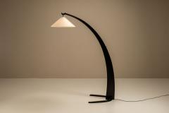 Italian Mid Century Arc Floor Lamp in Black Lacquer 1960s - 4419804