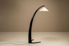 Italian Mid Century Arc Floor Lamp in Black Lacquer 1960s - 4419836