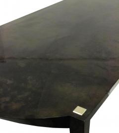 Italian Mid Century Black Parchment and Silver Leaf Dining Table - 4172076
