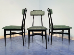 Italian Mid Century Black and Green Color Dining Chairs Set of Six 1950s - 2602837