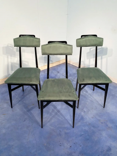 Italian Mid Century Black and Green Color Dining Chairs Set of Six 1950s - 2602838