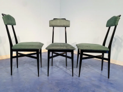 Italian Mid Century Black and Green Color Dining Chairs Set of Six 1950s - 2602839