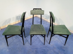 Italian Mid Century Black and Green Color Dining Chairs Set of Six 1950s - 2602842