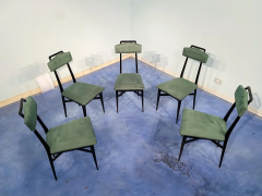 Italian Mid Century Black and Green Color Dining Chairs Set of Six 1950s - 2602843