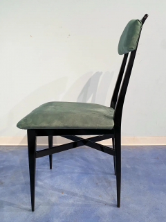 Italian Mid Century Black and Green Color Dining Chairs Set of Six 1950s - 2602844