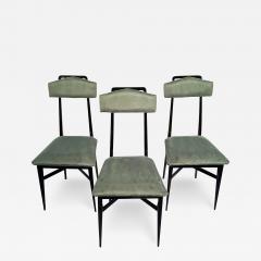 Italian Mid Century Black and Green Color Dining Chairs Set of Six 1950s - 2613093