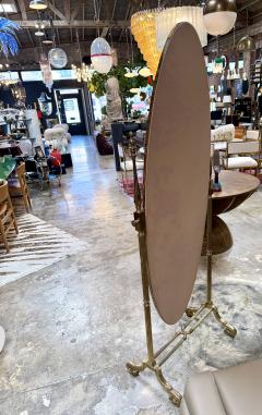 Italian Mid Century Brass Cheval Floor Mirror 1970s - 4316149