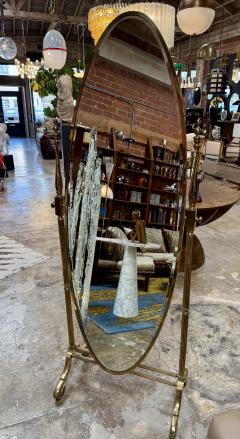 Italian Mid Century Brass Cheval Floor Mirror 1970s - 4316150