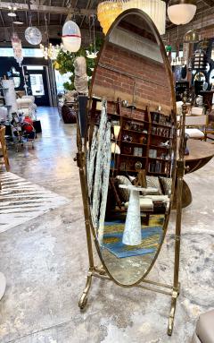 Italian Mid Century Brass Cheval Floor Mirror 1970s - 4316152