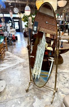 Italian Mid Century Brass Cheval Floor Mirror 1970s - 4316153