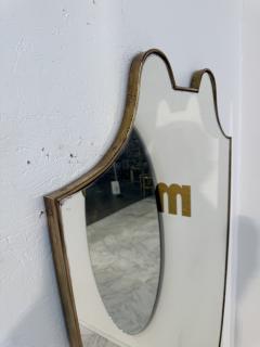 Italian Mid Century Brass Framed Shield Form Wall Mirror 1950s - 4357494