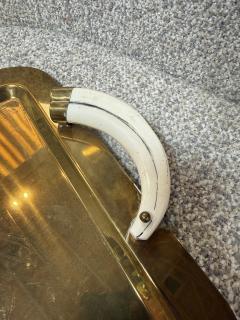 Italian Mid Century Brass Serving Tray with Tusk Handles 1970s - 4690895