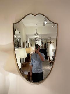 Italian Mid Century Brass Shield Mirror - 2836796