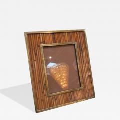 Italian Mid Century Brass and Bamboo Picture Frame 1970s - 4689540