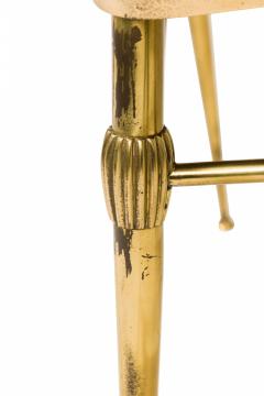 Italian Mid Century Brass and Black Patent Leather Scroll Back Side Chair - 2787481