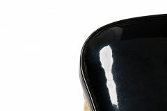 Italian Mid Century Brass and Black Patent Leather Scroll Back Side Chair - 2787483