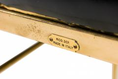 Italian Mid Century Brass and Black Patent Leather Scroll Back Side Chair - 4652123