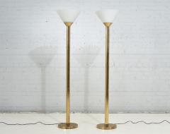 Italian Mid Century Brass and Glass Torchiere Floor Lamps 1960 - 2965291