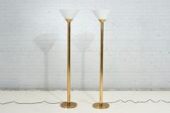 Italian Mid Century Brass and Glass Torchiere Floor Lamps 1960 - 2965292