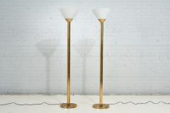 Italian Mid Century Brass and Glass Torchiere Floor Lamps 1960 - 2965293