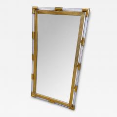 Italian Mid Century Brass and Lucite Wall Mirror 1970s - 4691075