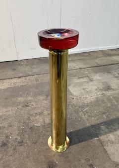 Italian Mid Century Brass and Red Lucite Pedestal Ashtray 1970s - 4703990