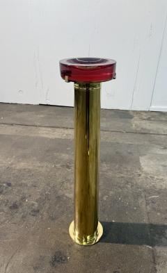 Italian Mid Century Brass and Red Lucite Pedestal Ashtray 1970s - 4703992