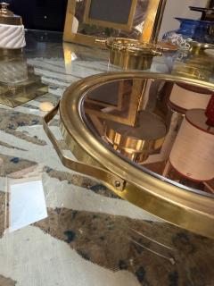 Italian Mid Century Brass and Smoked Mirror Serving Tray 1970s - 4713392