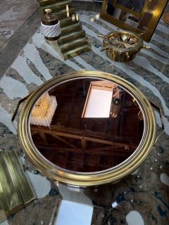 Italian Mid Century Brass and Smoked Mirror Serving Tray 1970s - 4713394