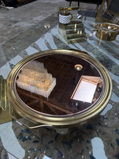 Italian Mid Century Brass and Smoked Mirror Serving Tray 1970s - 4713397