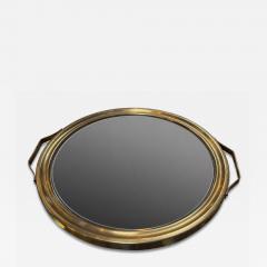 Italian Mid Century Brass and Smoked Mirror Serving Tray 1970s - 4714776